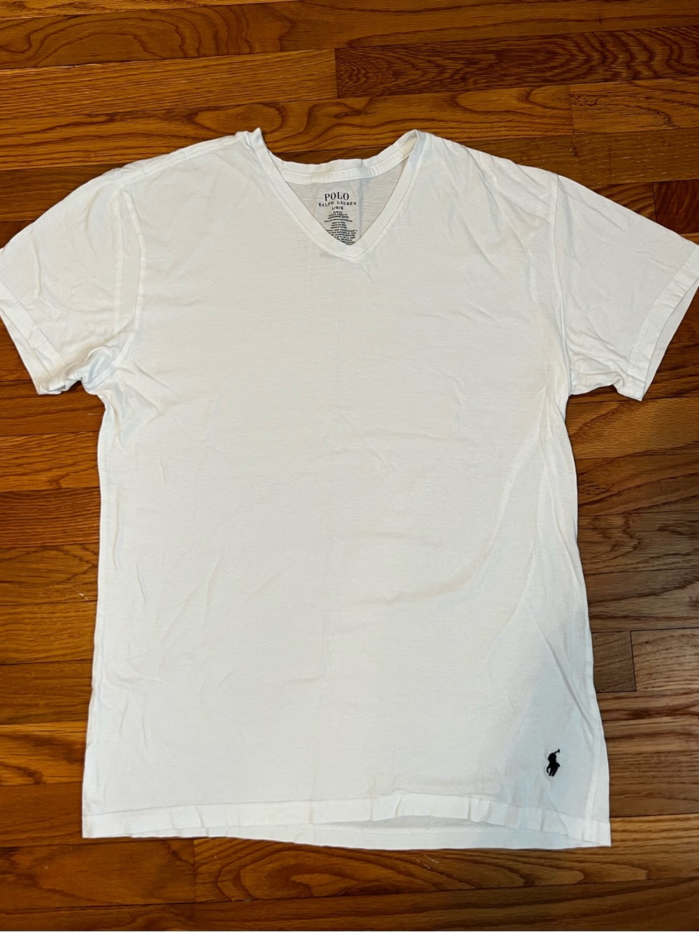 Polo by Ralph Lauren White V-Neck Short Sleeve Tee with Embroidered Pony